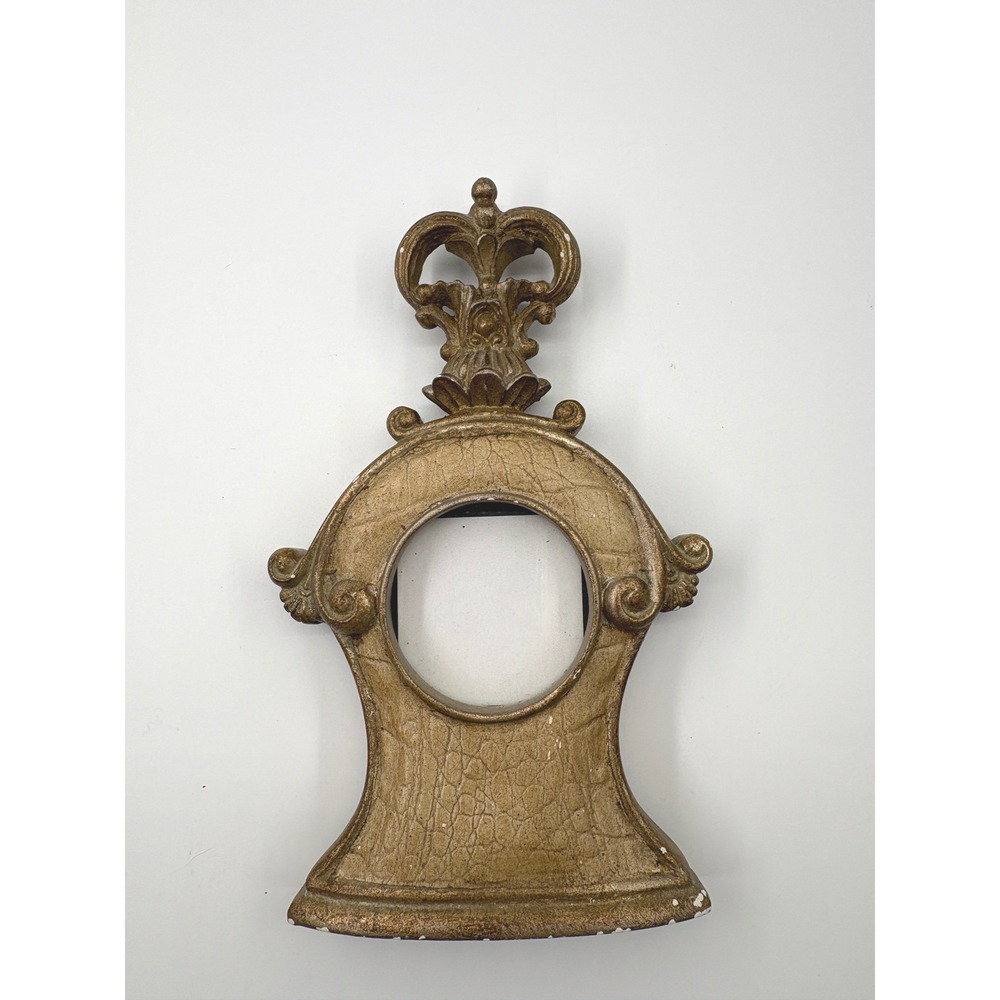 Vintage Gold Ornate Crown Picture Frame Empty Clock Case Mini Shadowbox 8.5